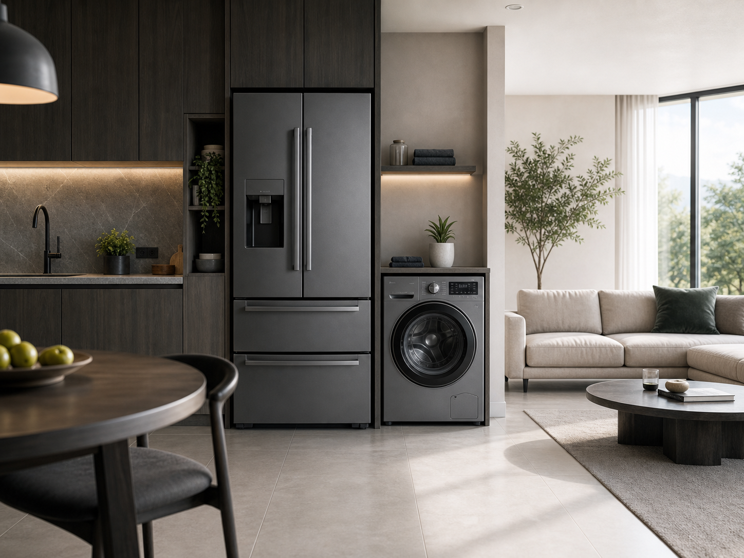 Modern home with kitchen and laundry appliances