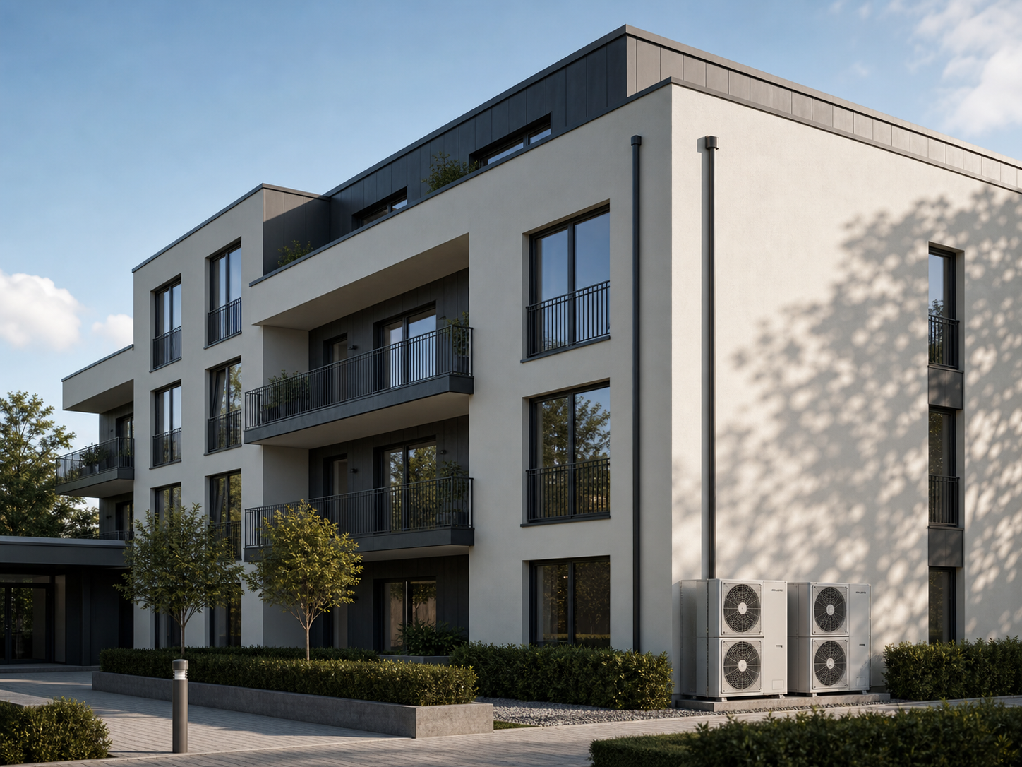 Modern building with outdoor climate systems